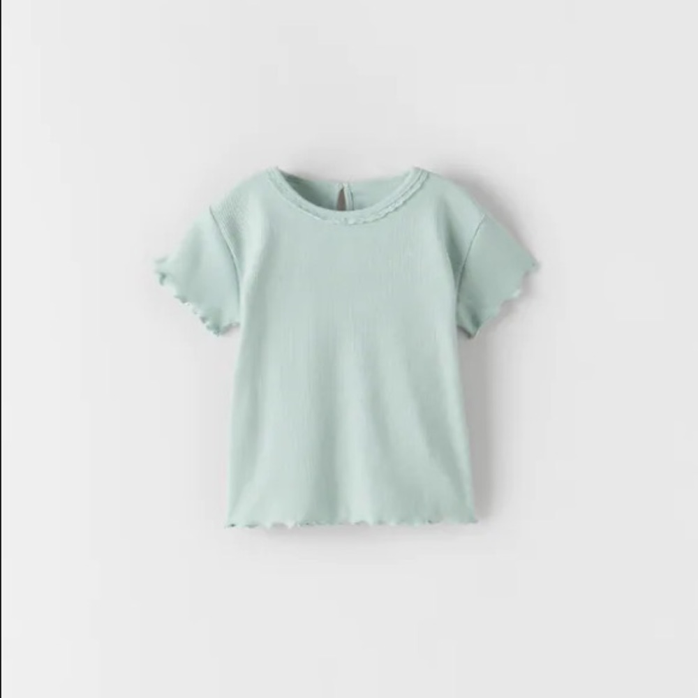 NWT Zara sea green ruffle edge shirt Size 18-24m